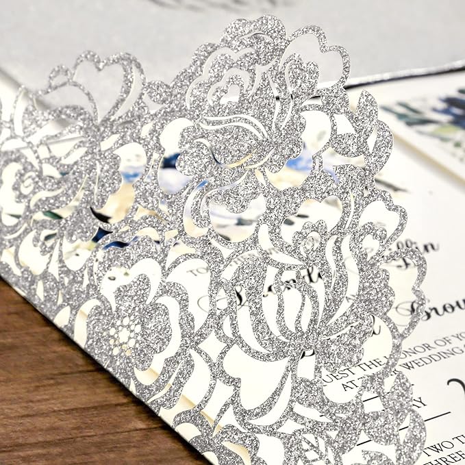 DORIS HOME 50pcs Laser Cut Wedding Invitations - Image 5