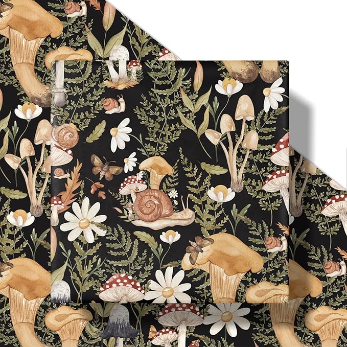 RUSPEPA Forest Mushroom Wrapping Paper Roll, Mini Roll, Woodland Squirrel and - Image 2