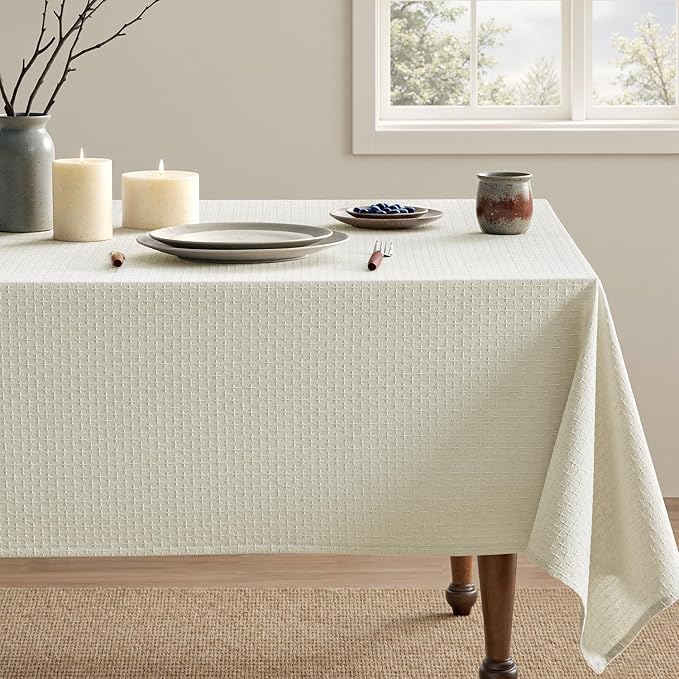 MIULEE Ivory Linen Cottton Table Cloth Rectangle Tablecloth Waterproof - Image 7