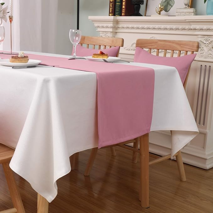 DUALIFE Baby Pink Table Runner 14x72 Inches, Romantic Rose Pink - Image 5