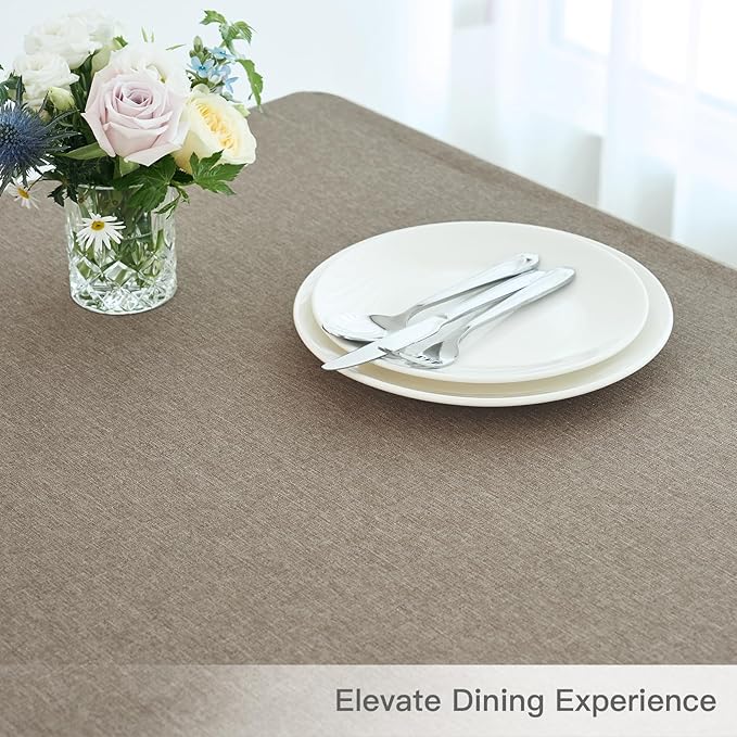 maxmill Linen Texture Tablecloth Water Resistance Antiwrinkle Spillproof - Image 8