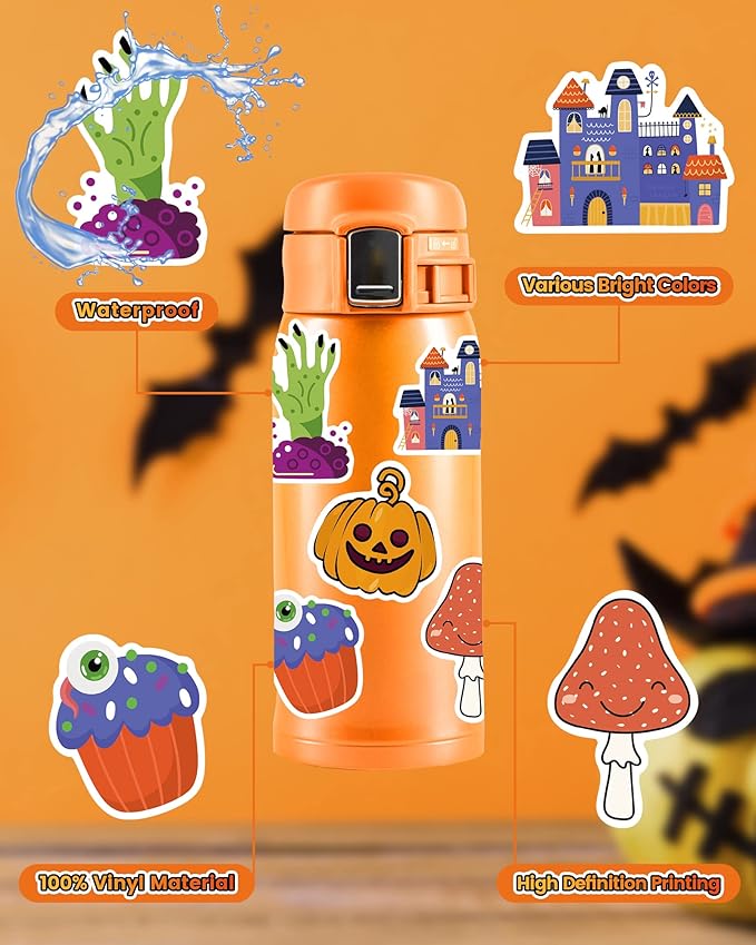300 PCS Halloween Pumpkin Stickers, Vinyl Waterproof Stickers - Image 3