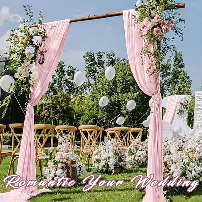 4 Panels Wedding Arch Draping Fabric 20Ft Length x 28" Width Light Pink Arch - Image 8
