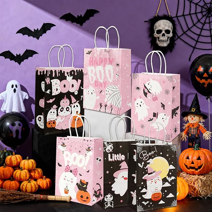 24 Pcs Halloween Paper Gift Bags, 6 Styles Halloween Goodie Bags - Image 3