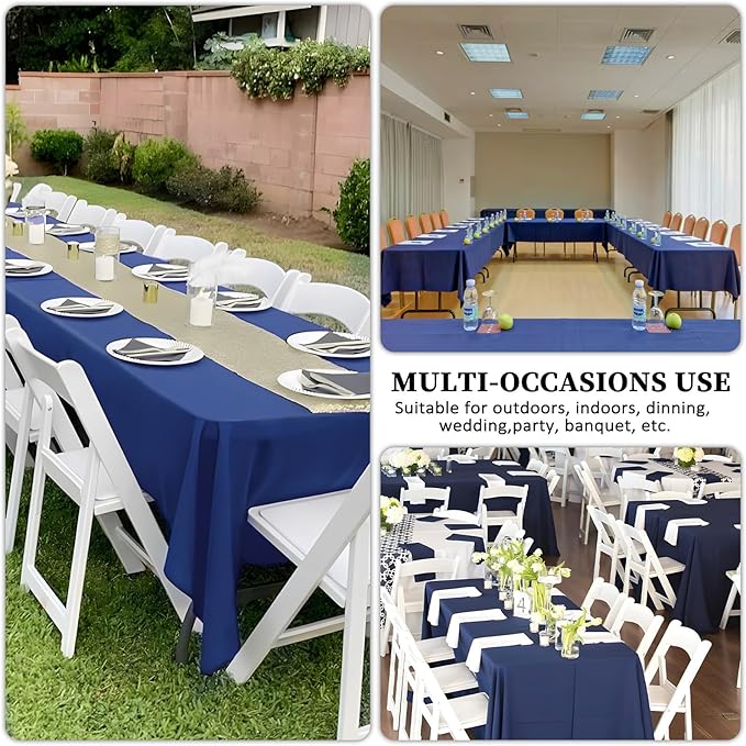 8 Pack Navy Blue Tablecloth 60 x 102 Inch Rectangular Tablecloths - Image 6