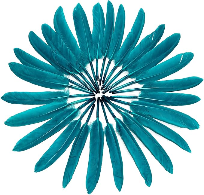 FeelfunFeather 120pcs Peacock Blue Goose Cochettes Feather Natural Bulk 4-6 - Image 3