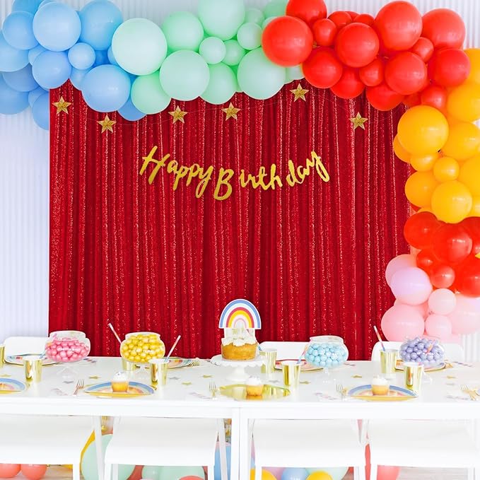 Glitter Party Backdrop Curtain Red - Image 2