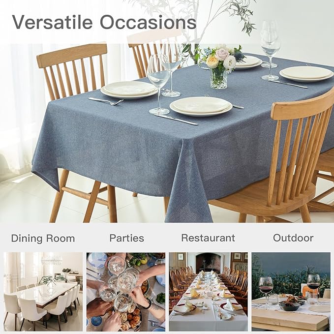 maxmill Square Linen Textured Tablecloth Waterproof Spillproof Wrinkle Free - Image 9