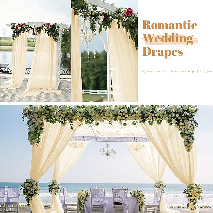 4 Panels Ivory Wedding Arch Draping Fabric Cheesecloth Fabric 35" x20FT Gauze - Image 7