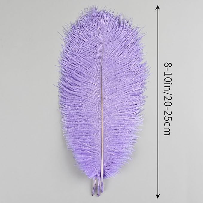 THARAHT Lavender Ostrich Feathers 12pcs Natural Bulk 8-10Inch 20cm-25cm - Image 2