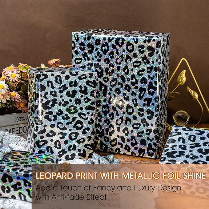 Yarcony Leopard Wrapping Paper Roll, Bold Animals Prints Wrapping Paper - Image 6