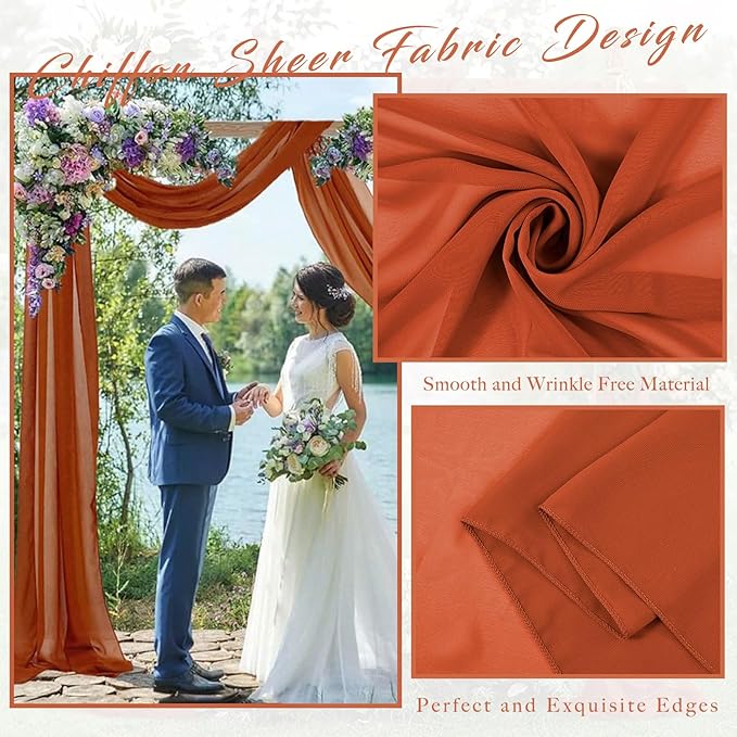 Wedding Arch Draping Fabric 2 Panels 20Ft Length x 28" Width Terracotta - Image 4