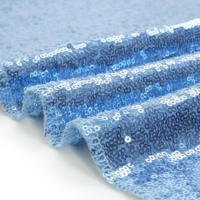 Eternal Beauty Baby Blue Sequin Backdrop, 4x7 Ft Glitter Background Curtains - Image 7