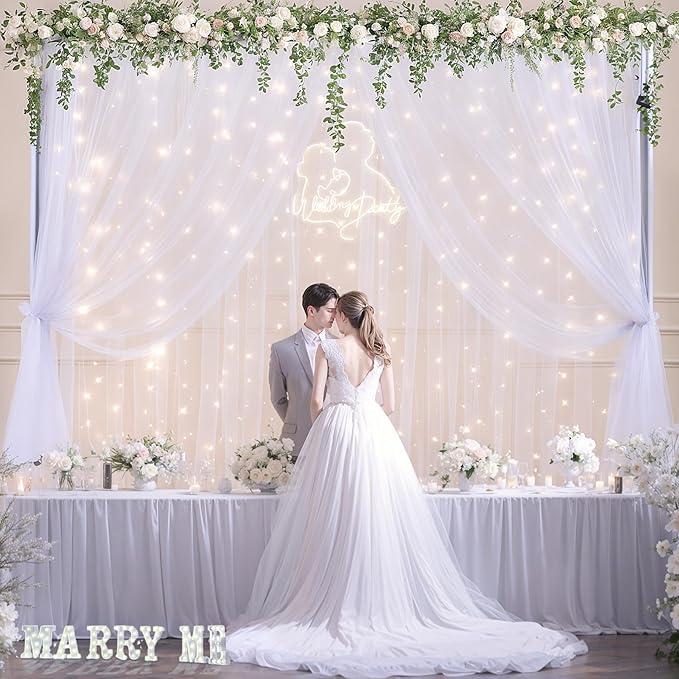 10x10ft White Tulle Backdrop Curtain - Image 2