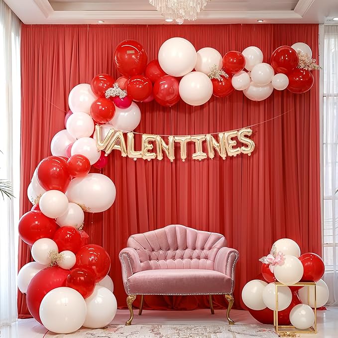 10ft x 10ft Red Backdrop Curtain Drapes, Wrinkle-Free Sheer Chiffon Fabric - Image 8