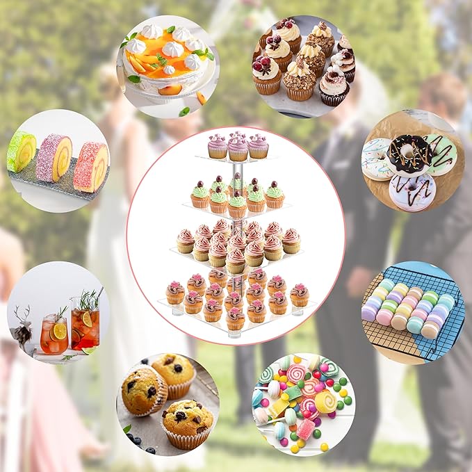 YestBuy 4 Tier Acrylic Cupcake Stand - Image 6