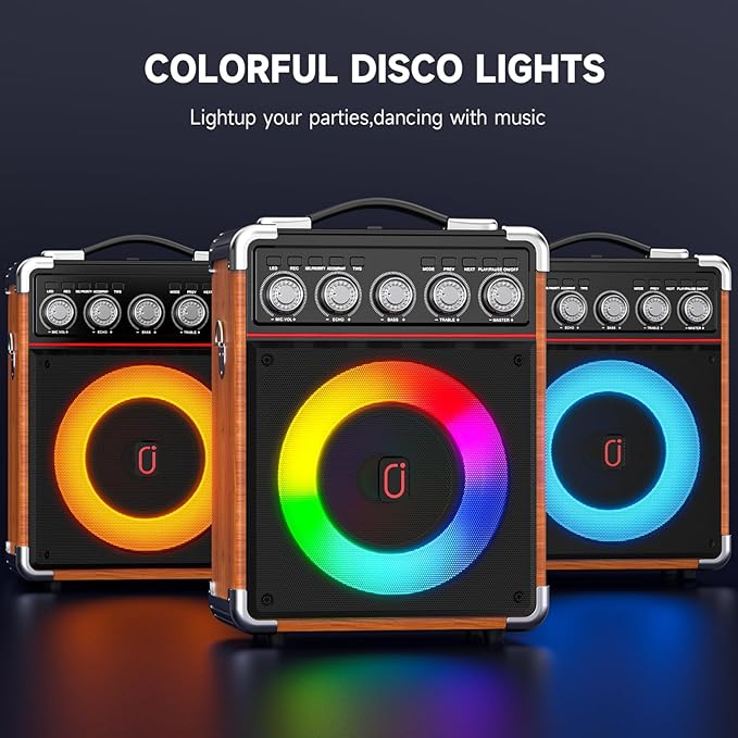 Karaoke Machine for Adults Kids, Bass/Treble Adjustment, Portable PA System - Image 3