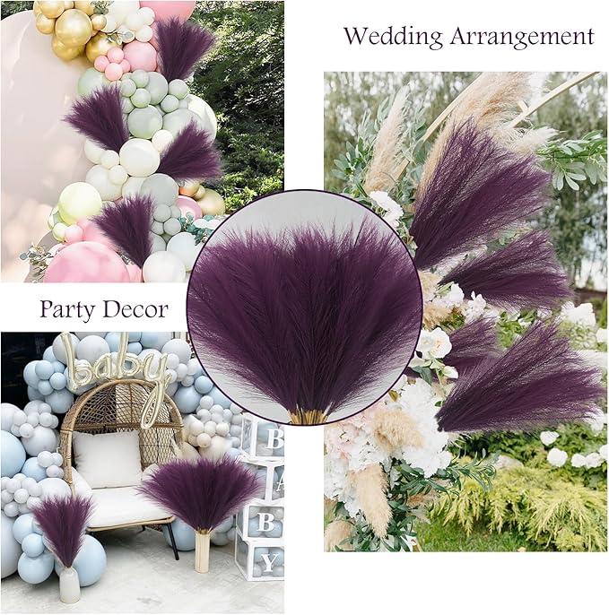 50pcs Pink Faux Pampas Grass Decor, 21.6" Short Artificial Pompous Grass Floral - Image 3