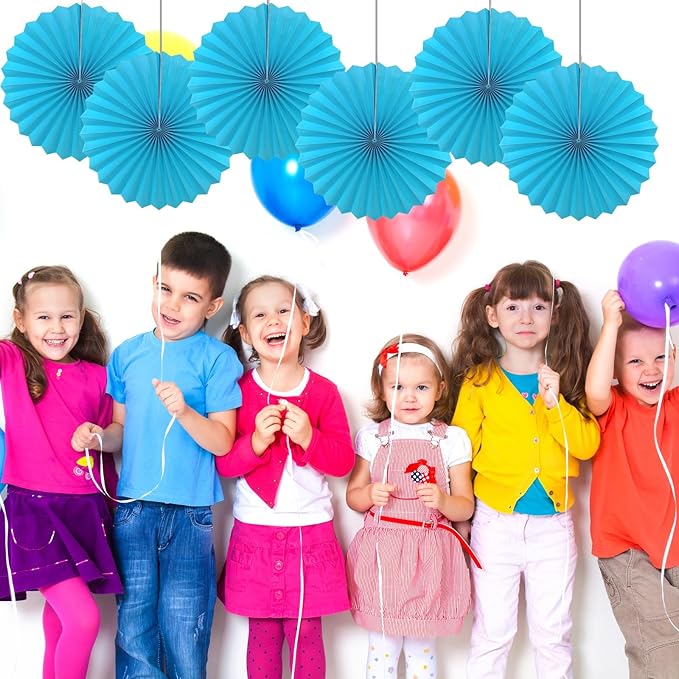 BARTHEW Blue Hanging Paper Fans, Party Decorations - Image 6