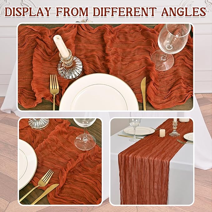 12 Pack Terracotta Cheesecloth Table Runner 20 x 120 inch Gauze 10FT Semi Sheer - Image 5