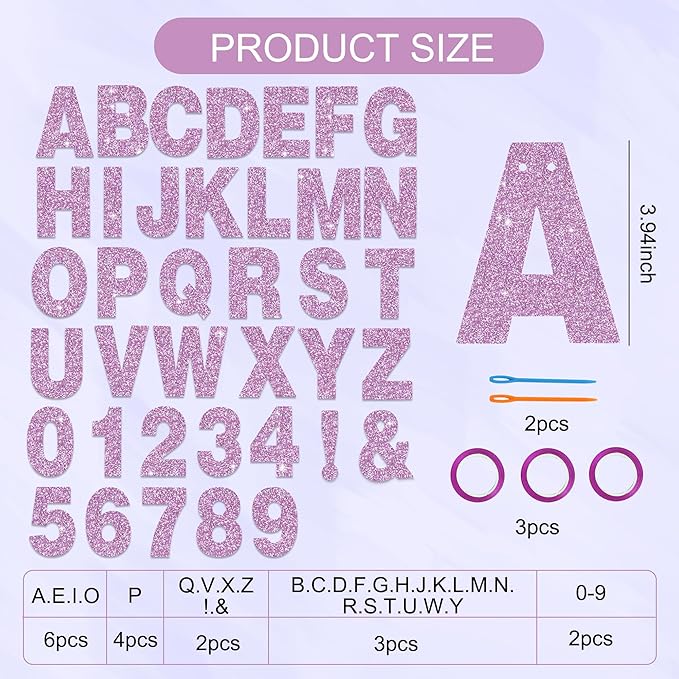 BEISHIDA 116 PCS A-Z Glitter Light Purple DIY Letter Banner Kit Make Your Own - Image 2