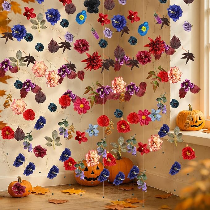 XunYee 6 Pcs 35.4 ft Flower Garlands Hanging Wildflower Backdrop Decoration by XunYee