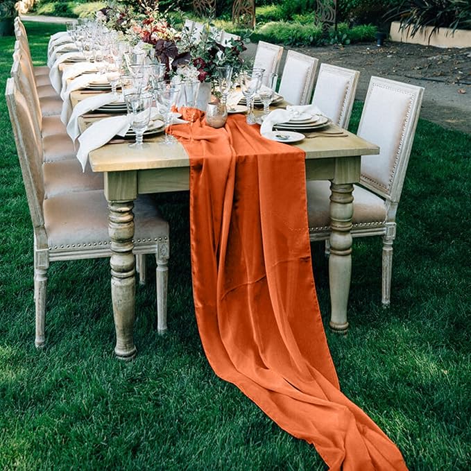 10 Pack 10ft Terracotta Chiffon Table Runners Wedding Table Runner Sheer - Image 8