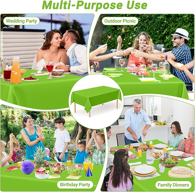 QZYL 4 PCS Plastic Tablecloth, 54 x 108 Inches Waterproof Disposable Table Cloth - Image 6