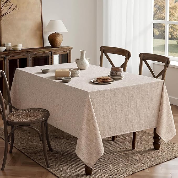 MIULEE Natural Linen Tablecloth 52x70 Inch Rectangle Table Cloth Waterproof - Image 6