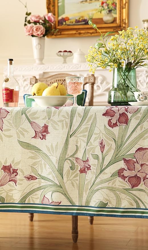 patdrea Designer Green Long Rectangle Tablecloth, Framhouse Vintage French - Image 8