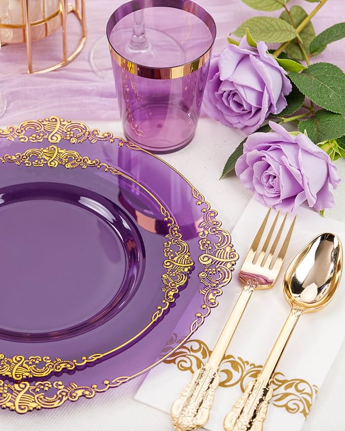 Nervure 350PCS Purple Plastic Plates - Image 6
