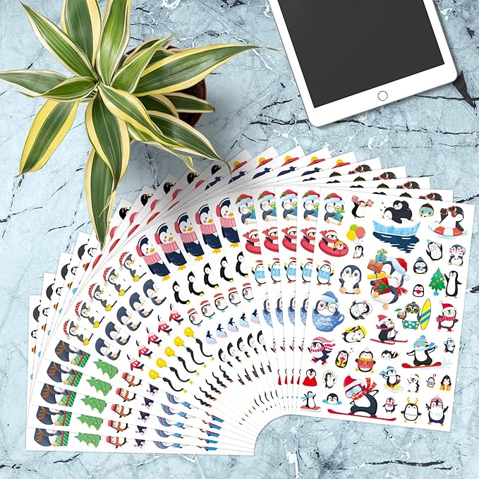 Cute Penguin Stickers 720 Counts Waterproof Cartoon Penguin Animal Decal - Image 7