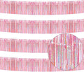 4 Pack Iridescent Pink Total 40 Feet Foil Fringe Garland Metallic Tinsel Banner by iiCheerful