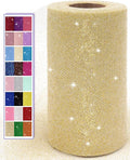 Glitter Gold Tulle Fabric Rolls, 6 Inch 50 Yards Sparkling Spool Ribbon Sequin by AblemeDeco