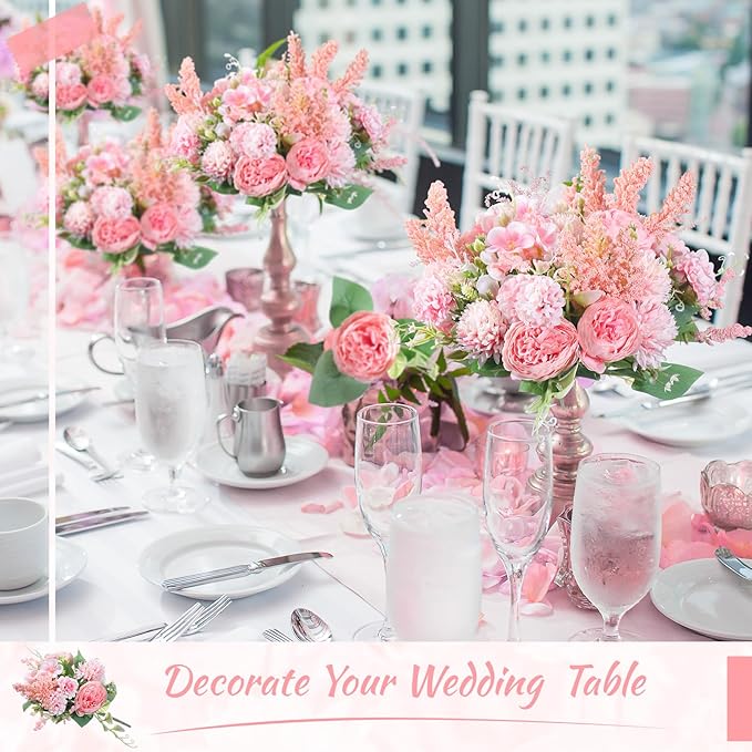 Zeyune 8 Pcs Wedding Silk Flowers Fake Silk Flowers Faux Bouquet Hydrangea - Image 3