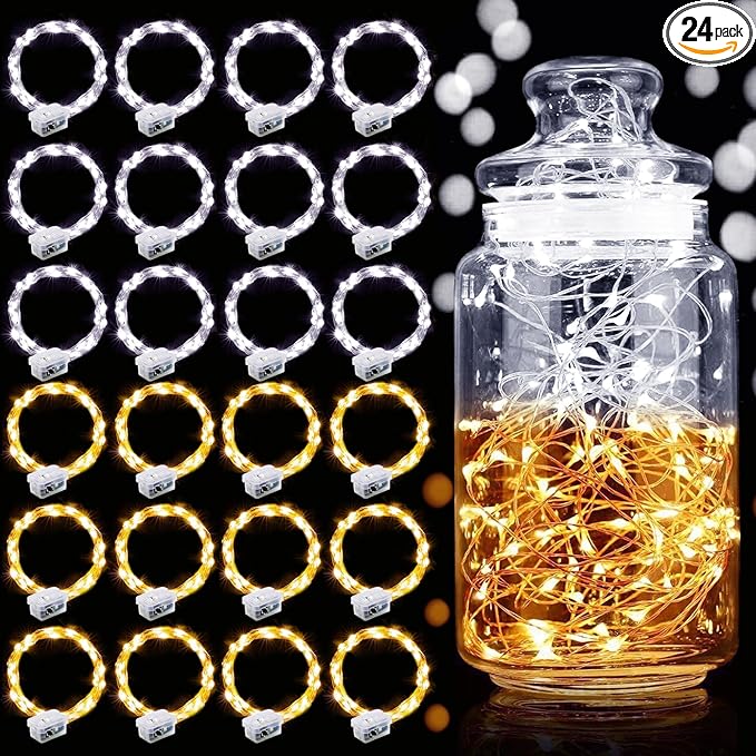 Aogist 24 Pack Fairy Lights 3 Modes 7ft 20 LED Waterproof, Battery Operated by Aogist