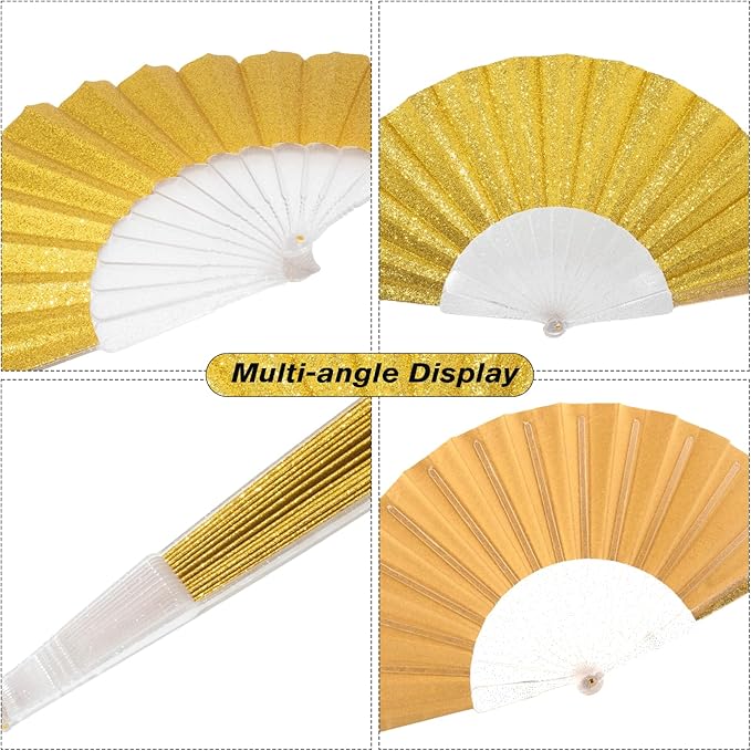 12 Pack Handheld Fan, Folding Hand Glitter Fan - Image 5