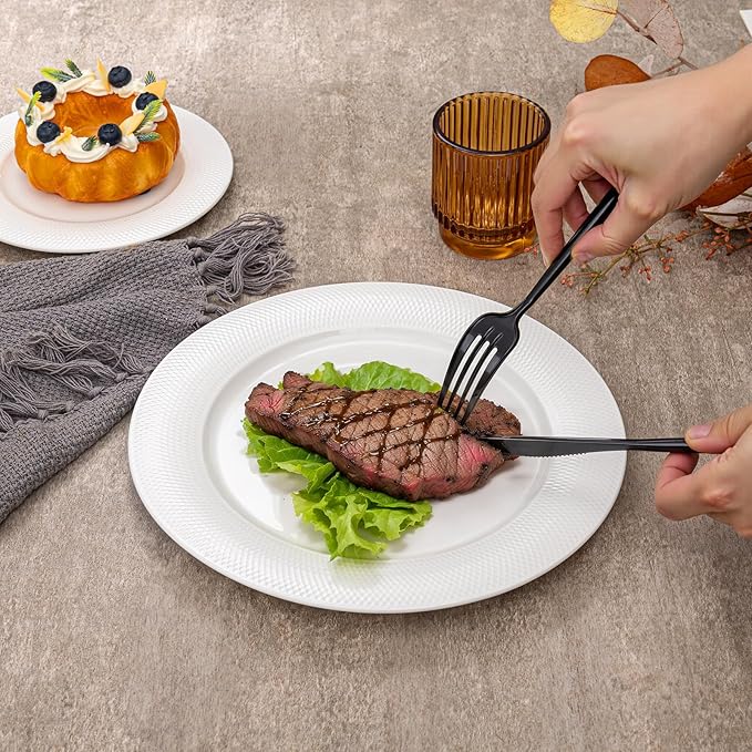 Rubtlamp 90Pcs Plastic Black Silverware, Plastic Utensils Heay Duty include 30 - Image 3