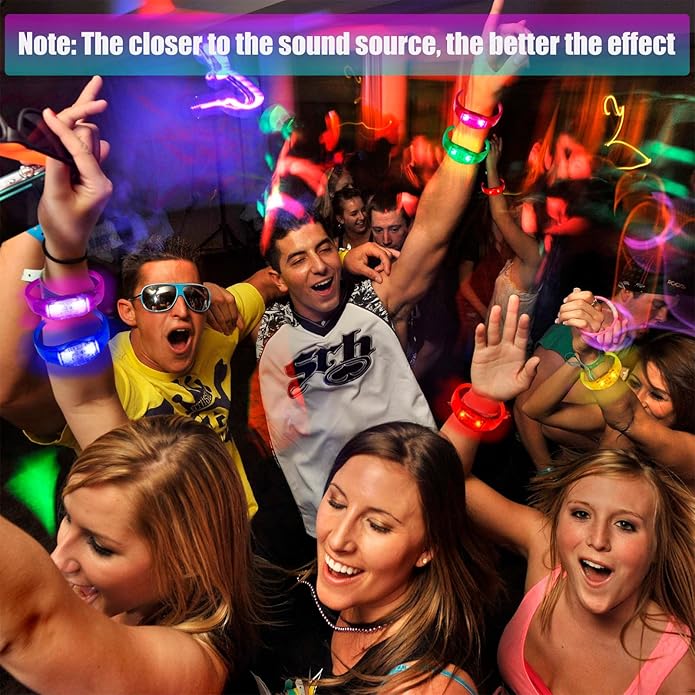 100 Pcs LED Bracelets Sound Activated - Image 3