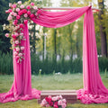 Wedding Arch Draping Fabric, 2 Panels 18FT Hot Pink Sheer Chiffon Curtain by Partisky