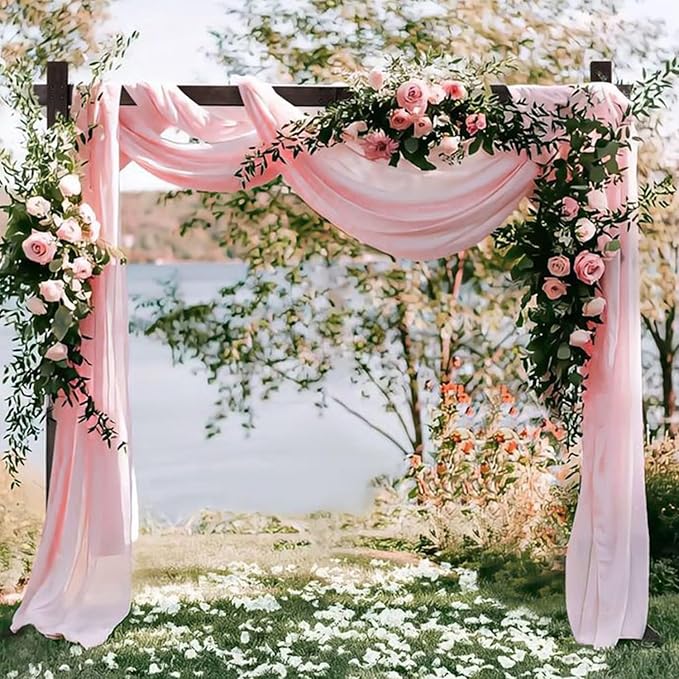 4 Panels Wedding Arch Draping Fabric 20Ft Length x 28" Width Light Pink Arch - Image 2