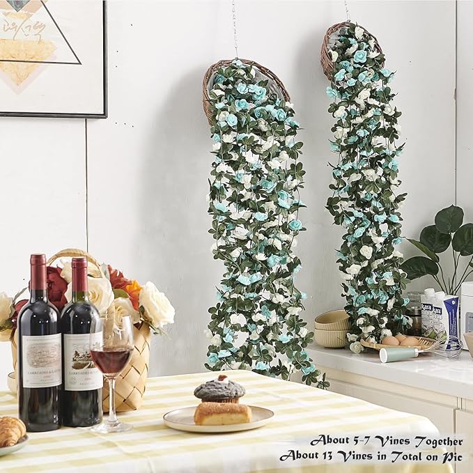 6 Pcs x 8.2 ft Flower Garland Artificial Rose Vine Flowers - Image 2