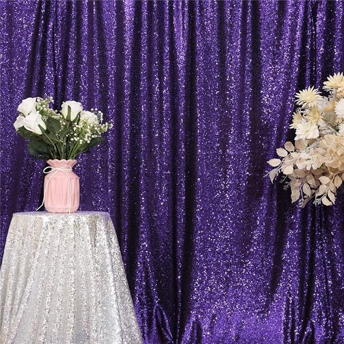 Eternal Beauty Purple Sequin Backdrop, 20x10 Ft Halloween Glitter Background - Image 4