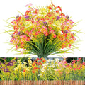 12 Bundles Artificial Outdoor Flowers Lifelike UV Resistant Fake Plastic Plants by XEOLIAN