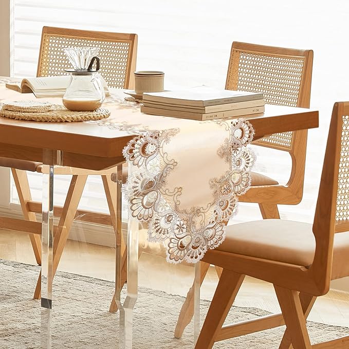 Vintage Lace Dining Table Runner, 72 Inches Macrame Coffee Table Runners - Image 2