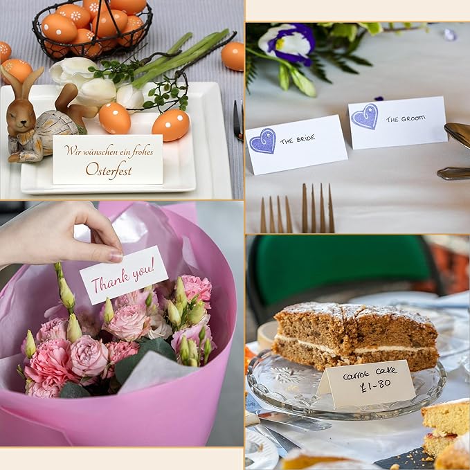 Quacc 50 PCS Blank Place Cards, 3.54" x 1.97" Name Place Cards Tent Cards - Image 3
