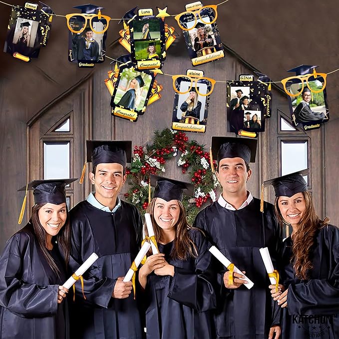 pinkblume Graduation Party Decorations Black and Gold Grad Photo Banner - Image 7