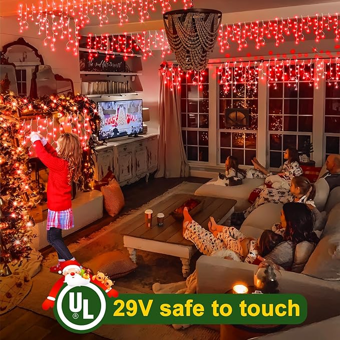 KNONEW Christmas Lights Outdoor Decorations 400 LED 33ft 8 Modes Curtain Fairy - Image 6