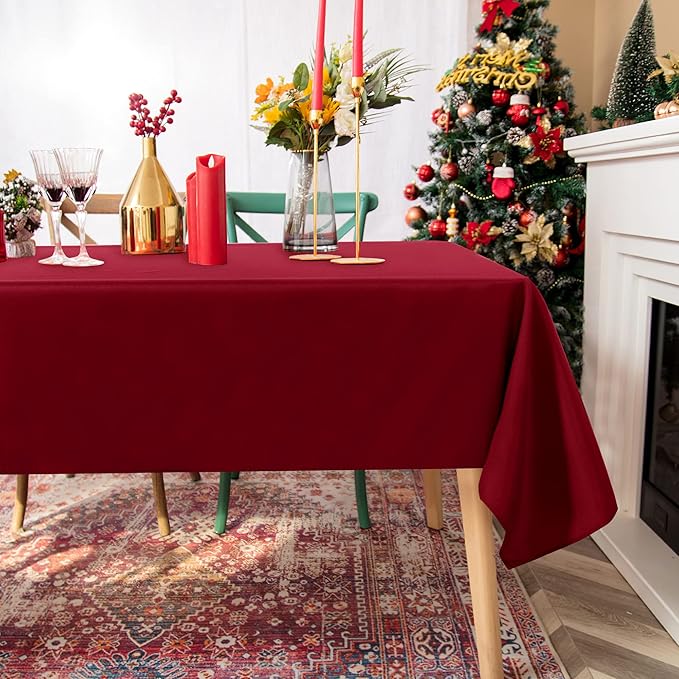 Fitable Rectangle Tablecloth Stain and Wrinkle Resistant Washable Polyester - Image 3