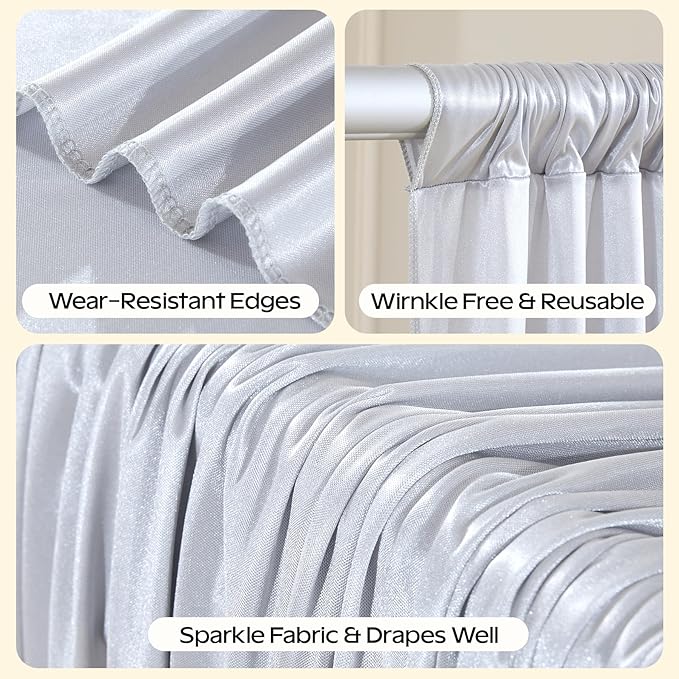 Silver Glitter Backdrop Curtain - Image 2